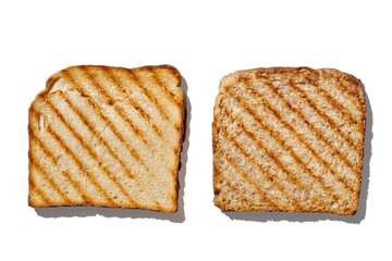 Roasted toast on white background