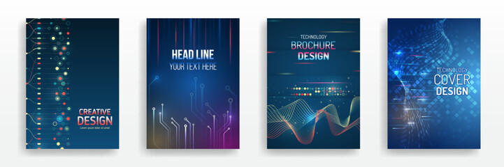 Hi-tech brochure flyer template. Abstract futuristic design concept. Technology background design, booklet, leaflet, annual report layout. Science cover design for business presentation.