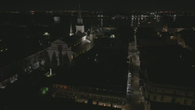 New Orleans French Quarter Bourbon Street at night.