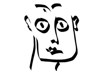 Scared male face with wide eyes.