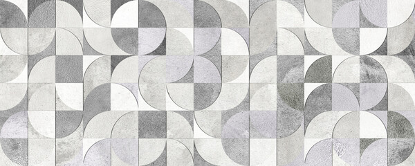 Digital tiles design. Abstract damask patchwork pattern  - 542541433