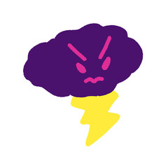 angry thunder cloud isolated , graphic design for presentation, marketing, art, illustration, t-shirt design, cartoon, comic, advertising, online media