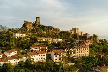 Castle of Krujë in Albania at dawn