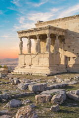 Beautiful view of the Acropolis and Erechtheion in Athens, Greece - obrazy, fototapety, plakaty