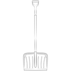 Snow shovel, snow plow with ergonomic handle, snow clearer for small and large amounts of snow sketch drawing, contour lines drawn