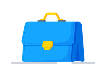 Vector illustration of a blue business briefcase with documents. The bag of the employee of the company leading the finances.
