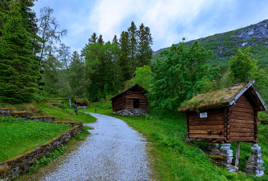 Pathway To Open Air Folk Museum Of Cultural History Oscarshoi, Wilhelmhoi Near Stalheim Hotel In Vossestrand Norway.