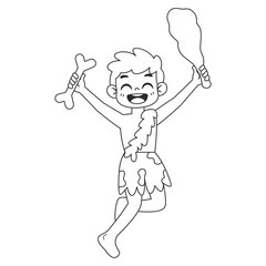 Isolated caveman draw costume vector illustration