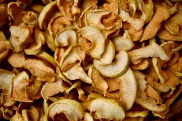 dried apples   on a light background