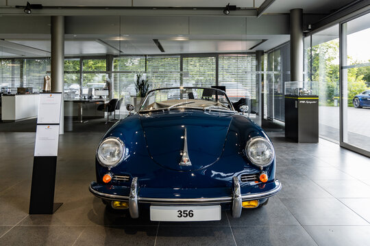 Wroclaw, Poland - July 18 2020: Exhibition of classic Porsche models at Porsche Centrum Wrocław