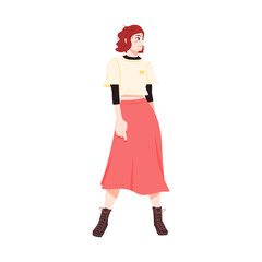Isolated colored young female character Vector