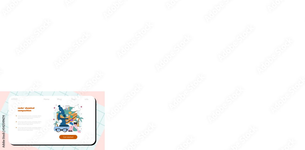 Poster geophysicist web banner or landing page. scientist study structure