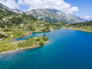Fototapeta na wymiar Aerial view of Pirin Mountain near Fish Banderitsa lake, Bulgaria