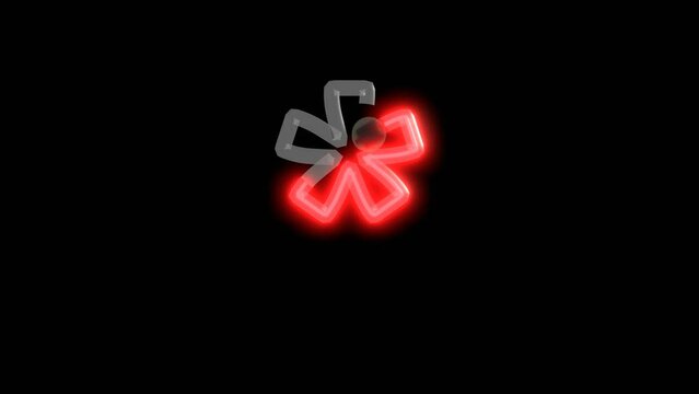 3D render animation of red neon symbol Asterix