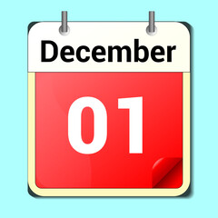 calendar vector drawing, date December 1 on the page