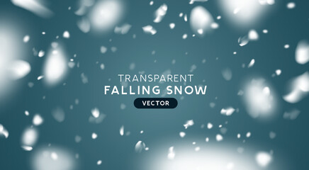 Faling winter snow flakes, realistic transparent snowfall effect background. Vector illustration. © James Thew
