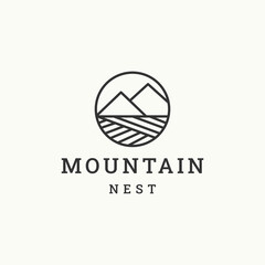 Valley mountain logo icon design template 