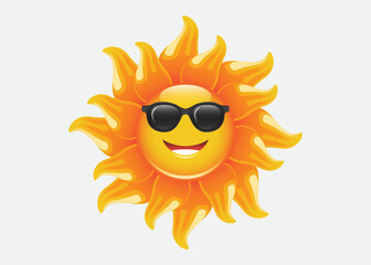 Smiling Yellow sun cartoon Vector Mascot Character

