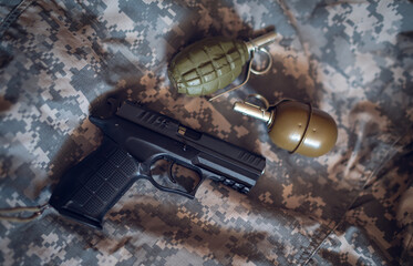 weapons with grenades on a plain background