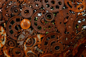 steel gear, Metal Rust Background, Decay steel