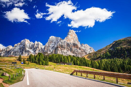 Dolomites, Sudtirol - Italy. Cimon della Pala mountain, Passo Rolle in Trentino Alto-Adige.