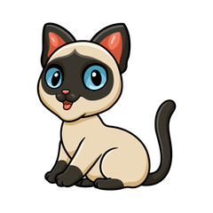Cute siamese cat cartoon sitting