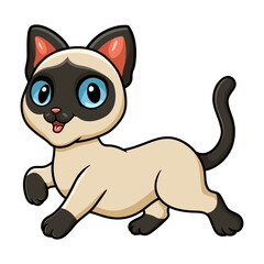 Cute siamese cat cartoon walking