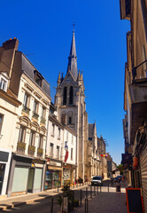 Church of Sainte-Marie-Madeleine and the streets of Montargis. France