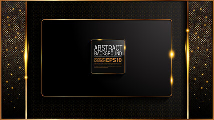 black gold background with square in the center of the picture,  luxury image abstract, overlap layer shadow gradients space composition, 3840 x 2160 monitor size for banner, template design