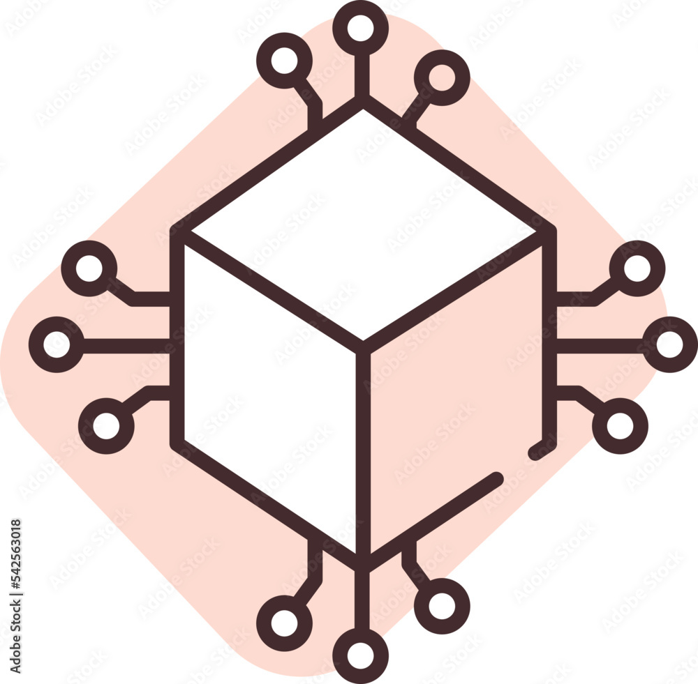 Poster Blockchain blocks, icon, vector on white background.