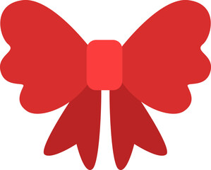 Christmas red bow, icon, vector on white background.