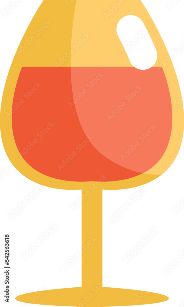 Sticker Glass of wine, icon, vector on white background.