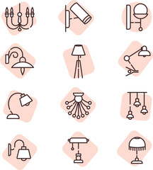 Light icon set, icon, vector on white background.