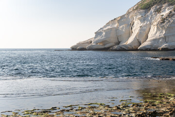 Mediterranean sea nature, The Grottoes rock Of Rosh Hanikra, looks like a muzzle of a mythical...