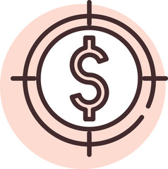 Coin target, icon, vector on white background.