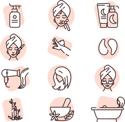 Body treatment icon set, icon, vector on white background.