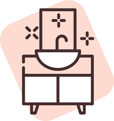 Purification sink, icon, vector on white background.