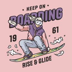 Snowboarder on a snowy mountain. Winter season extreme sport. Emblem about snowboarding