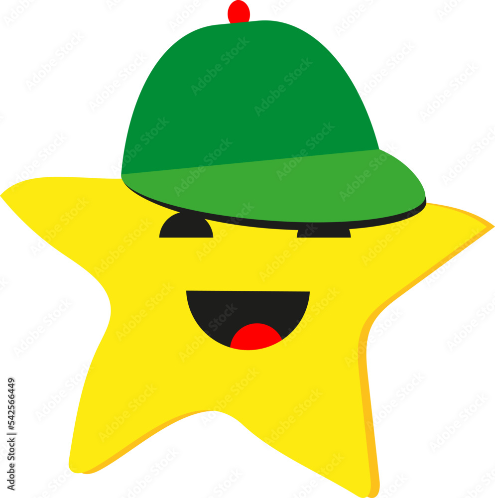 Wall mural Star with hat, icon, vector on white background. - Wall murals