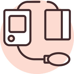 Blood pressure device, icon, vector on white background.