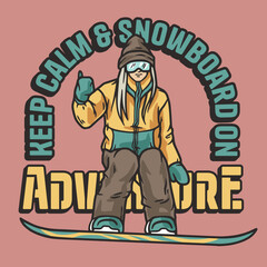 Snowboarder on a snowy mountain. Winter season extreme sport. Emblem about snowboarding