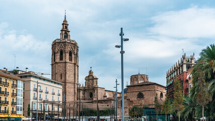 Fototapeta na wymiar Miguelete Tower, Valencia Cathedral, Plaza de la Reina, Valencia, Spain, Europe