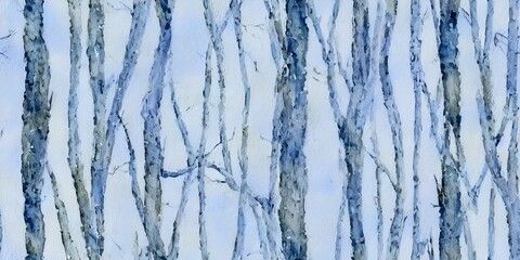 The watercolor winter forest is a beautiful sight. The trees are covered in snow and the air is crisp and cold. The sun is shining through the branches and casting a warm glow on everything.