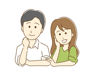 寄り添うカップルのイラスト