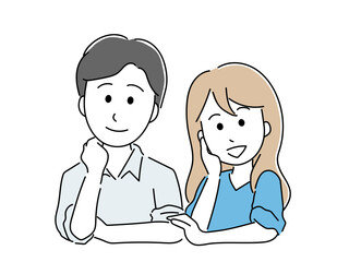 寄り添うカップルのイラスト