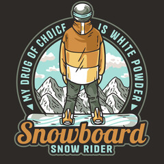 Snowboarder on a snowy mountain. Winter season extreme sport. Emblem about snowboarding