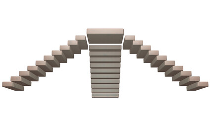 Stairs with box platform. Smooth surface. Underside view. 3d render illustration