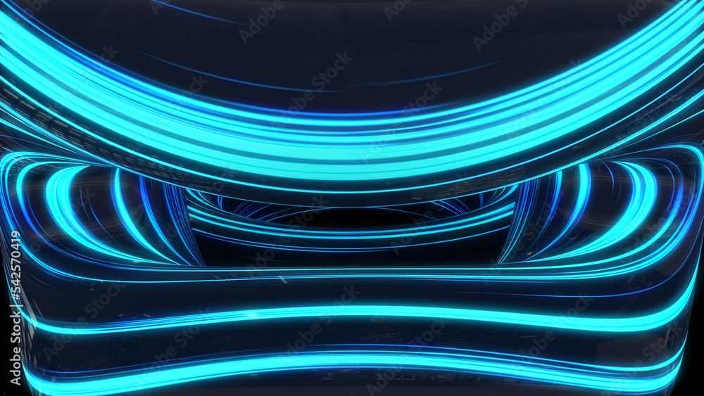 Poster abstract colorful background with bright neon rays and glowing lines blue loop background the speed 