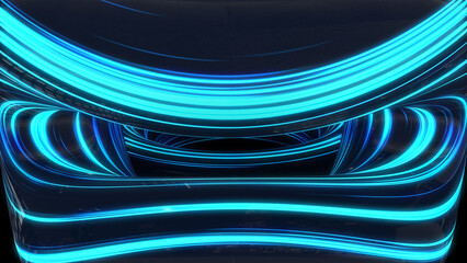abstract colorful background with bright neon rays and glowing lines blue loop background The speed of light. Seamless loop animation