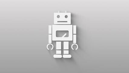 robot icon isolated on grey background. shadow on background move.  4K Video motion graphic animation